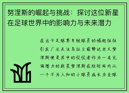 努涅斯的崛起与挑战:探讨这位新星在足球世界中的影响力与未来潜力